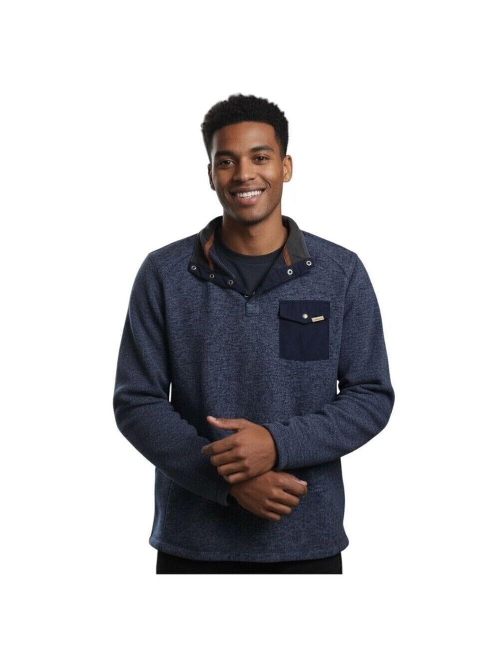 Woolrich Blue Fleece Drifter Sweater Sz L